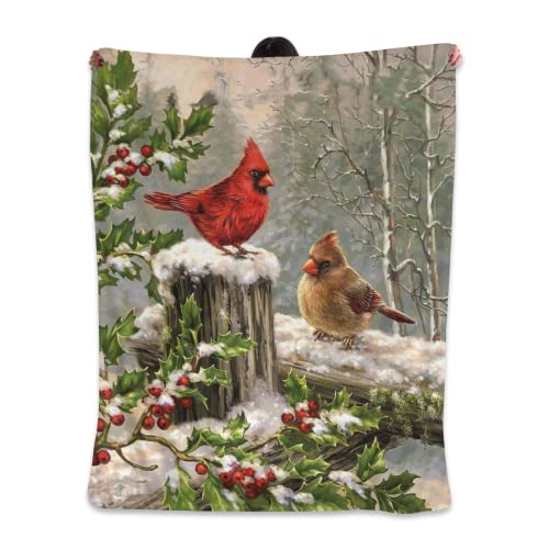 Cardinal Blanket, Cardinal Throw Blankets with Cardinal Bird Throw Blanket Gifts for Boys Girls Adults Bird Lovers Soft Fluffy Flannel Fleece Blanket for Bed Couch(Cardinal Blanket, 60"x50")