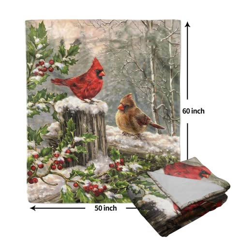 Cardinal Blanket, Cardinal Throw Blankets with Cardinal Bird Throw Blanket Gifts for Boys Girls Adults Bird Lovers Soft Fluffy Flannel Fleece Blanket for Bed Couch(Cardinal Blanket, 60"x50")