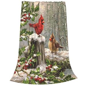 Cardinal Blanket, Cardinal Throw Blankets with Cardinal Bird Throw Blanket Gifts for Boys Girls Adults Bird Lovers Soft Fluffy Flannel Fleece Blanket for Bed Couch(Cardinal Blanket, 60"x50")