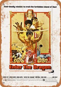 amelia sharpe vintage retro collectible tin sign – 1973 bruce lee enter the dragon -wall decoration 12×8 inch poster home bar restaurant garage cafe art metal sign gift