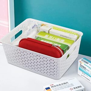 Ponpong Plastic Woven Storage Basket, 4 Packs