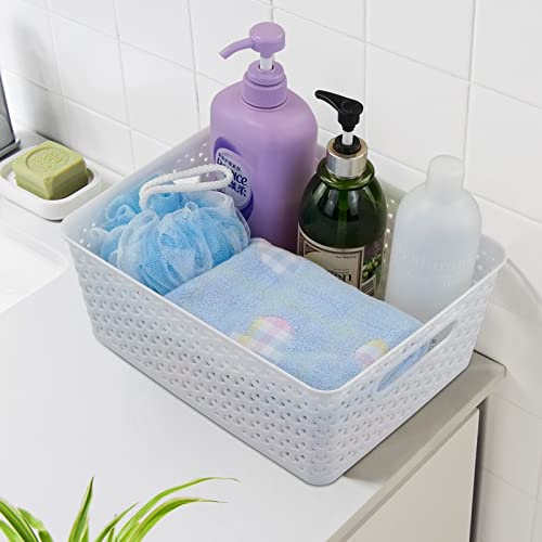 Ponpong Plastic Woven Storage Basket, 4 Packs