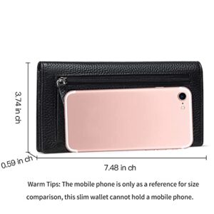 GOIACII Wallets for Women RFID Blocking Ultra Slim Real Leather Credit Card Holder Clutch