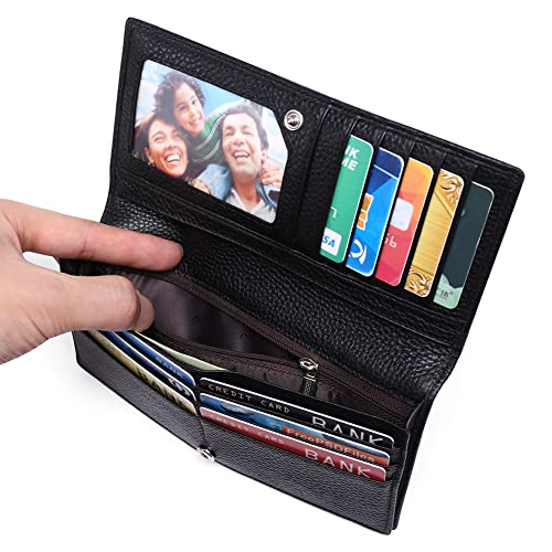 GOIACII Wallets for Women RFID Blocking Ultra Slim Real Leather Credit Card Holder Clutch