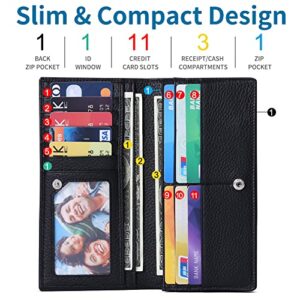 GOIACII Wallets for Women RFID Blocking Ultra Slim Real Leather Credit Card Holder Clutch