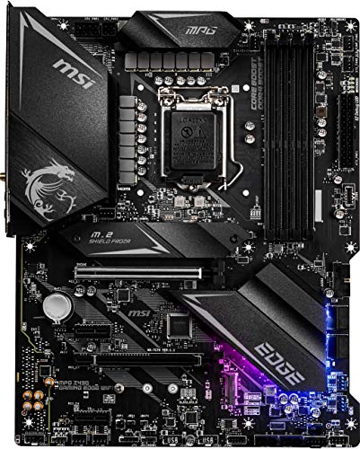 MSI MPG Z490 GAMING EDGE WIFI ATX Gaming Motherboard (10th Gen Intel Core, LGA 1200 Socket, DDR4, CF, Dual M.2 Slots, USB 3.2 Gen 2, Wi-Fi 6, DP/HDMI, Mystic Light RGB)