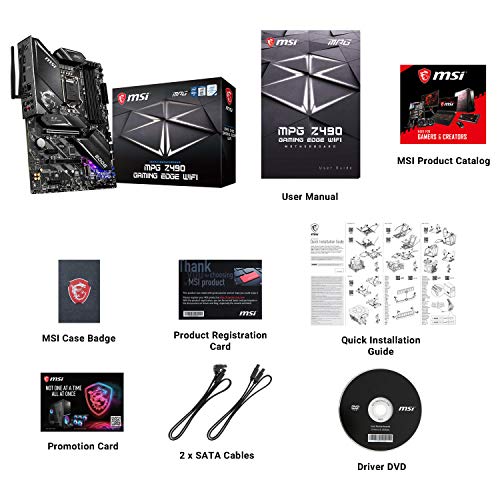 MSI MPG Z490 GAMING EDGE WIFI ATX Gaming Motherboard (10th Gen Intel Core, LGA 1200 Socket, DDR4, CF, Dual M.2 Slots, USB 3.2 Gen 2, Wi-Fi 6, DP/HDMI, Mystic Light RGB)