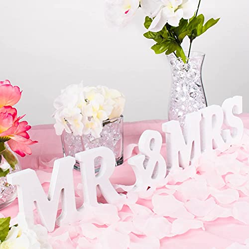 Tebery Large Mr & Mrs White Wooden Letters Sign, Rustic Wedding Stand Signs for Wedding Table,Photo Props,Party Table