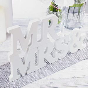 Tebery Large Mr & Mrs White Wooden Letters Sign, Rustic Wedding Stand Signs for Wedding Table,Photo Props,Party Table