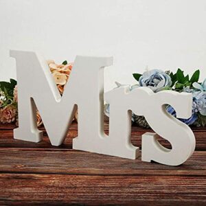 Tebery Large Mr & Mrs White Wooden Letters Sign, Rustic Wedding Stand Signs for Wedding Table,Photo Props,Party Table