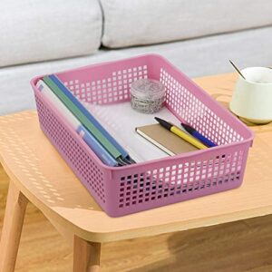 Easymanie Colorful Plastic Basket Tray, A4 Paper Baskets, Pack of 6