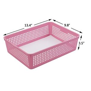 Easymanie Colorful Plastic Basket Tray, A4 Paper Baskets, Pack of 6