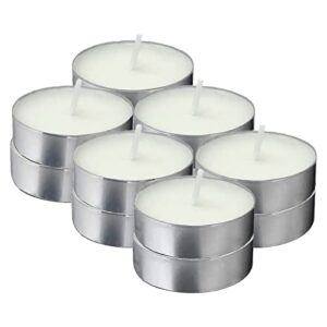 12 pack white unscented tealight candles – 3.5 hour smokeless & dripless paraffin tea candles for home, travel, weddings, shabbat, & emergencies