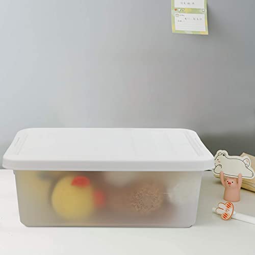 Easymanie 14 Quart Frosted Latching Bin, Plastic Storage Box with White Lid, Pack of 2, F