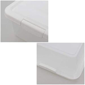 Easymanie 14 Quart Frosted Latching Bin, Plastic Storage Box with White Lid, Pack of 2, F