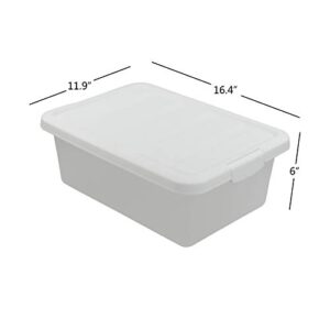 Easymanie 14 Quart Frosted Latching Bin, Plastic Storage Box with White Lid, Pack of 2, F