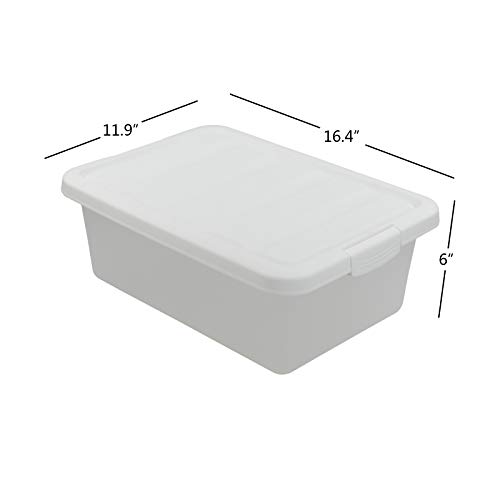 Easymanie 14 Quart Frosted Latching Bin, Plastic Storage Box with White Lid, Pack of 2, F