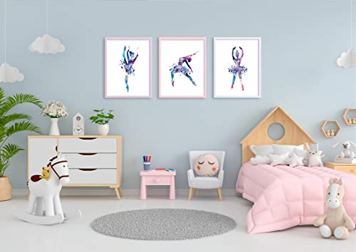 Watercolor Ballet Prints Ballerina Dancers Wall Art Woman Dancing Decor Girls Room Women Bedroom Decor Colorful Poster Classroom Decoration Elegant Gift for Girls (8x10 inch，Set of 4，Unframed)