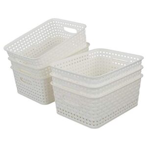 bringer white plastic weave storage baskets, 6-pack, f