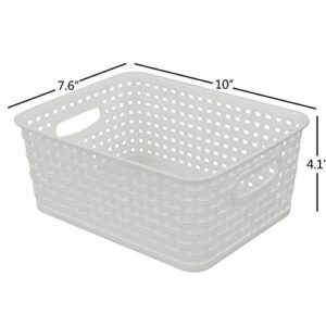 Bringer White Plastic Weave Storage Baskets, 6-Pack, F