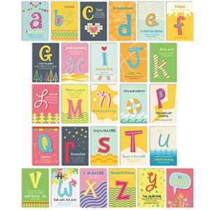 lhiuem abc’s of god scripture wall collage kit, bible verse wall art,set of 27 (4 x 6 inch) alphabet scripture cards,inspirational poster, christian kids wall kit for classroom playroom wall decor
