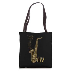 jazz music gift for jazz lovers jazz fans saxophone players tote bag
