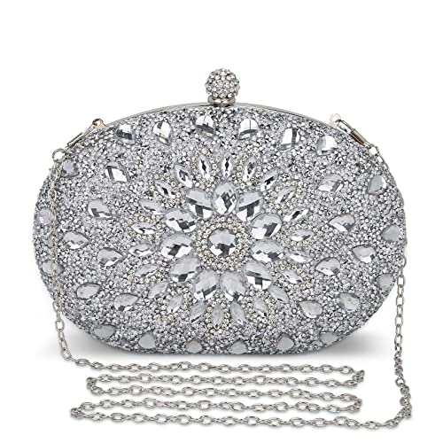 UBORSE Clutch Bag Women Shoulder Bag Small Crystal Bag Elegant Rhinestone Clutch Evening Purse for Wedding Cocktail Party