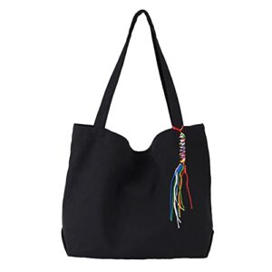 gxamz canvas tote bag for women oversized casual shoulder handbag large shopping bag purse with longer straps (black)