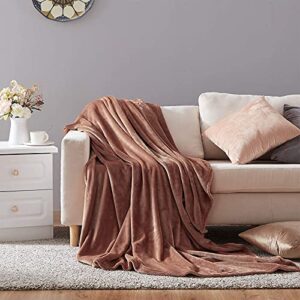 hboemde throw blanket brown warm fleece blanket lightweight bed blankets for couch sofa all seasons (50″x60″)