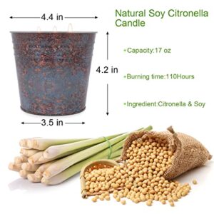 2 Packs Citronella Candle Outdoor Indoor, Large 3-Wick Bucket Candle for Summer, 17 Ounce Lemongrass Soy Wax Candle for Home Garden Patio Yard Balcony