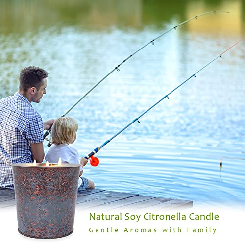 2 Packs Citronella Candle Outdoor Indoor, Large 3-Wick Bucket Candle for Summer, 17 Ounce Lemongrass Soy Wax Candle for Home Garden Patio Yard Balcony