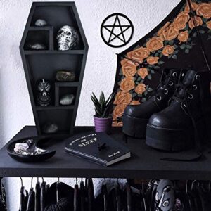 Gothvanity Coffin Shelf - Large - Gothic Decor for Display or Storage - 20X10X4 Inches -Wooden Shelf for Tabletop or Wall Hanging- Hardware Included- Black