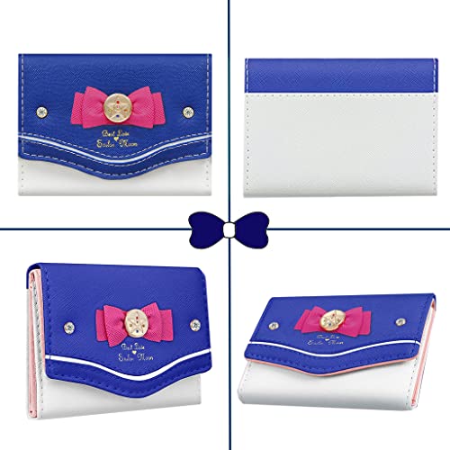 Sunwel Fashion Sailor Moon Inspired Women Teen Girls Small Compact Cute Bow Anime Trifold Wallet Purse (BLUE)
