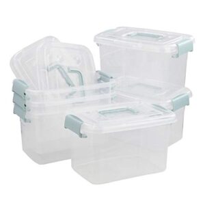 sandmovie 5.5 quart plastic storage container box with lid and handle, 6 packs