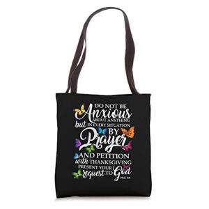 do not be anxious about anything butterfly art – religious tote bag