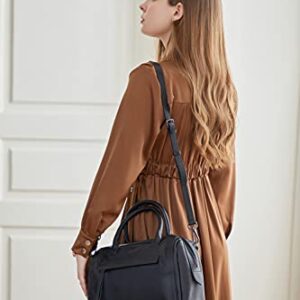 Iswee Genuine Leather Purses for Women Top Handle Handbags Soft Satchel Tote Shoulder Bag CrossBody Work Bag (Black)