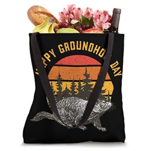 Vinatage Happy Groundhog Day Funny Wood Chuck Holiday Gift Tote Bag