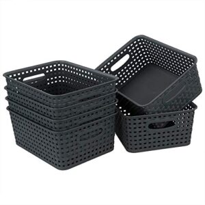 bringer grey plastic weave storage baskets, 6-pack, f