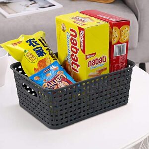 Bringer Grey Plastic Weave Storage Baskets, 6-Pack, F