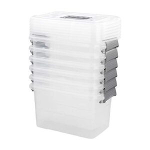 saedy 5 quart latching box, great funtionality plastic storage bin with lid (6 packs)