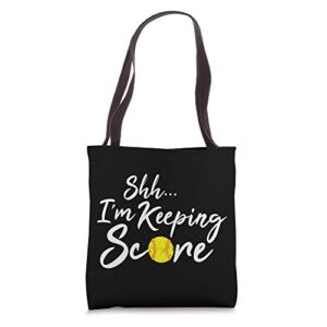 scorebook keeper gift for softball team mom or dad tote bag