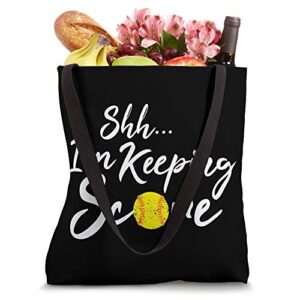 Scorebook Keeper Gift for Softball Team Mom or Dad Tote Bag