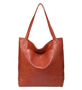 women tote bags top handle satchel handbags pu faux leather shoulder purse (saddle tan)