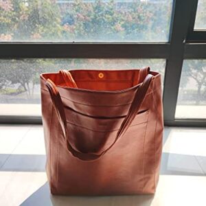 Women Tote Bags Top Handle Satchel Handbags PU Faux Leather Shoulder Purse (saddle tan)