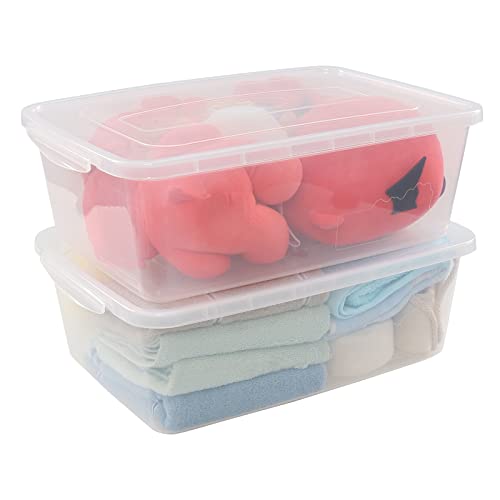 Callyne 2-Pack 16 L Clear Plastic Storage Box, Latch Storage Bin