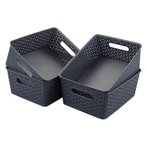 neadas plastic woven storage basket, plastic weave storage bin, 4 packs