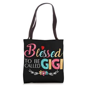 blessed to be called gigi colorful for grandma tote bag