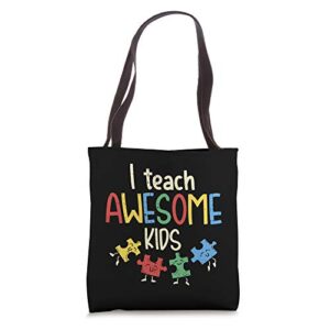 i teach awesome kids autism special education teacher tote bag