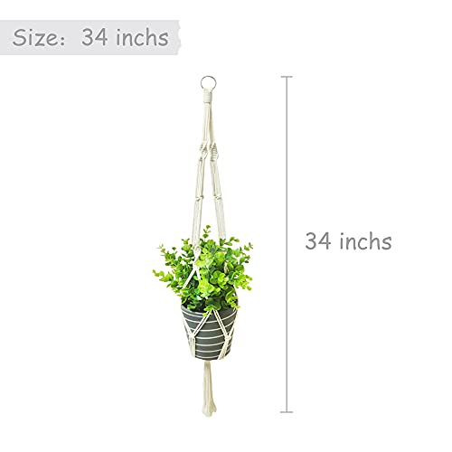 Lynnda Macrame Wall Hanging Shelves, Macrame Plant Hangers of 2, Boho Home Wall Decor Floating Shelves with Detachable Stick