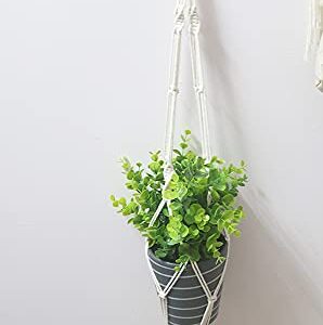 Lynnda Macrame Wall Hanging Shelves, Macrame Plant Hangers of 2, Boho Home Wall Decor Floating Shelves with Detachable Stick